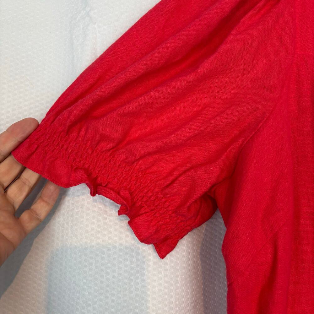 Nwt Draper James Rsvp Linen Blend Red Midi Dress … - image 8